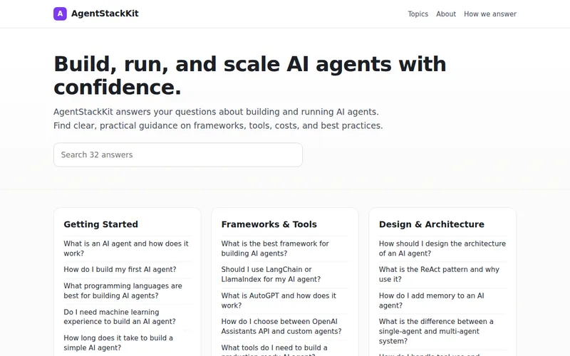 Home page of AgentStackKit