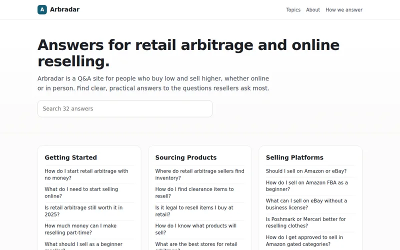 Home page of Arbradar