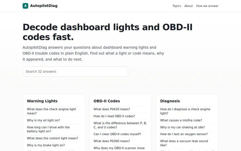 Home page of AutopilotDiag