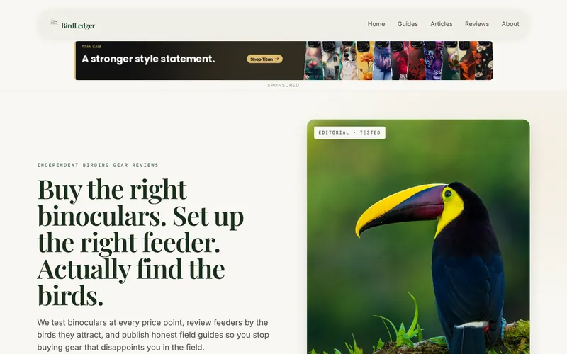 Home page of BirdLedger