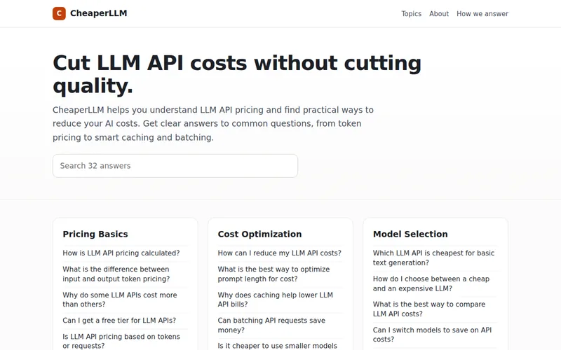 Home page of CheaperLLM