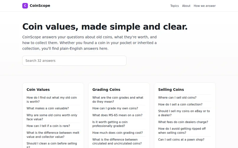 Home page of CoinScope