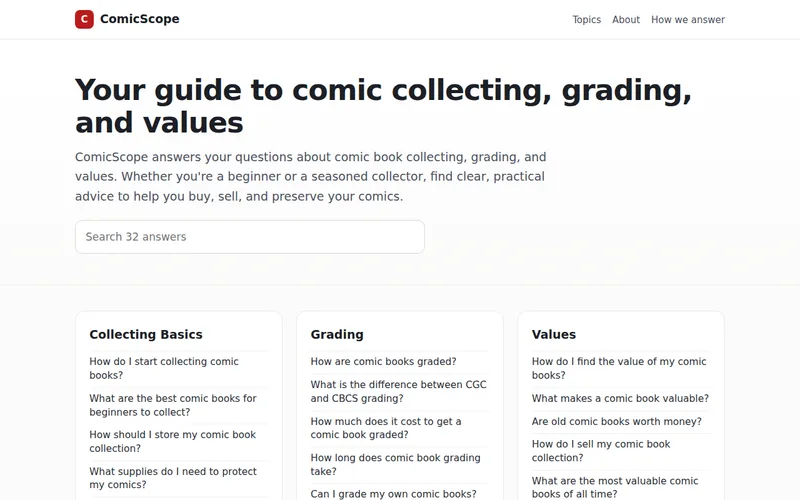Home page of ComicScope