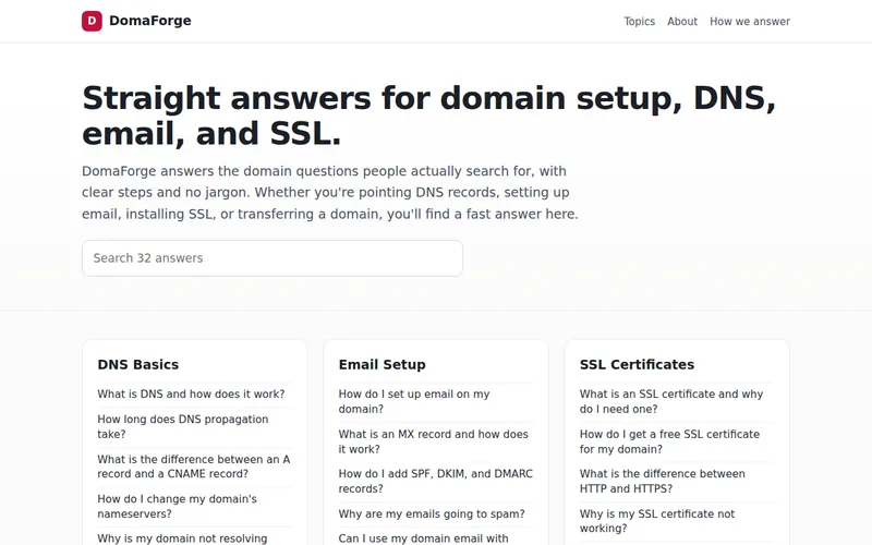 Home page of DomaForge