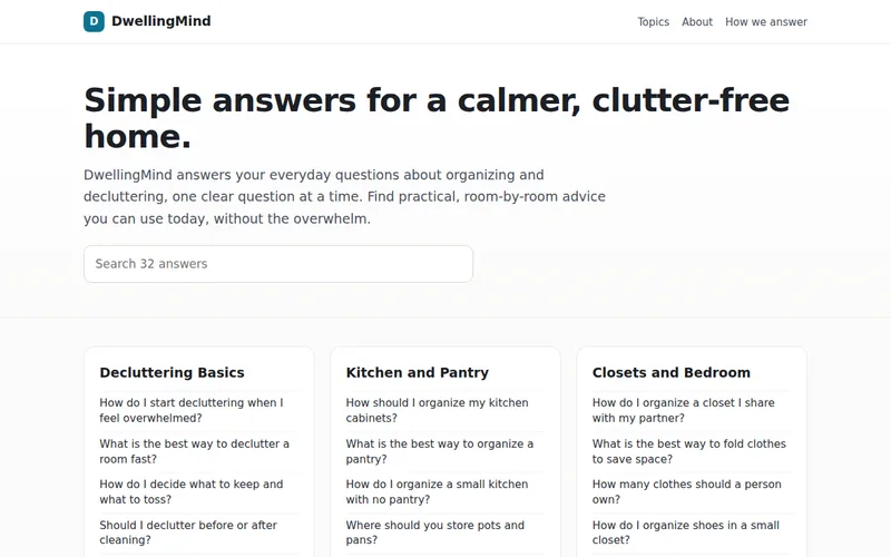 Home page of DwellingMind