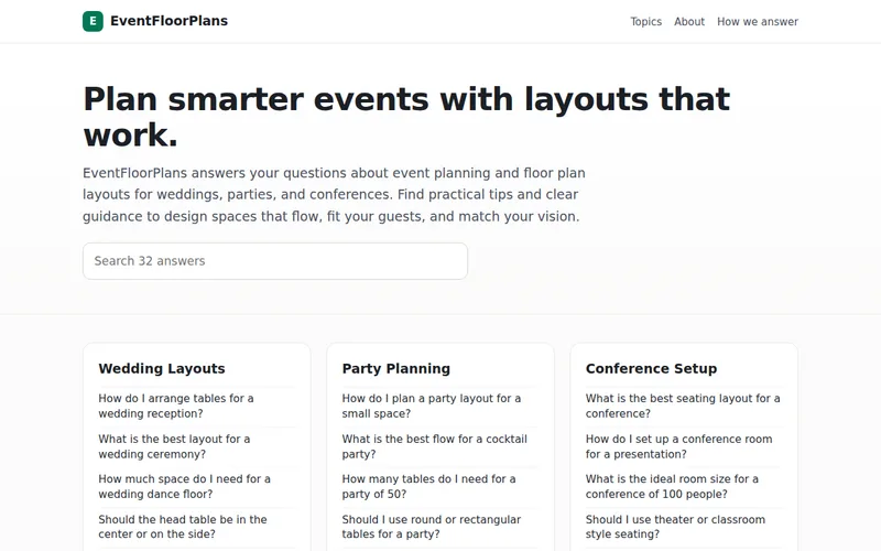 Home page of EventFloorPlans