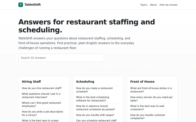 Home page of TableShift