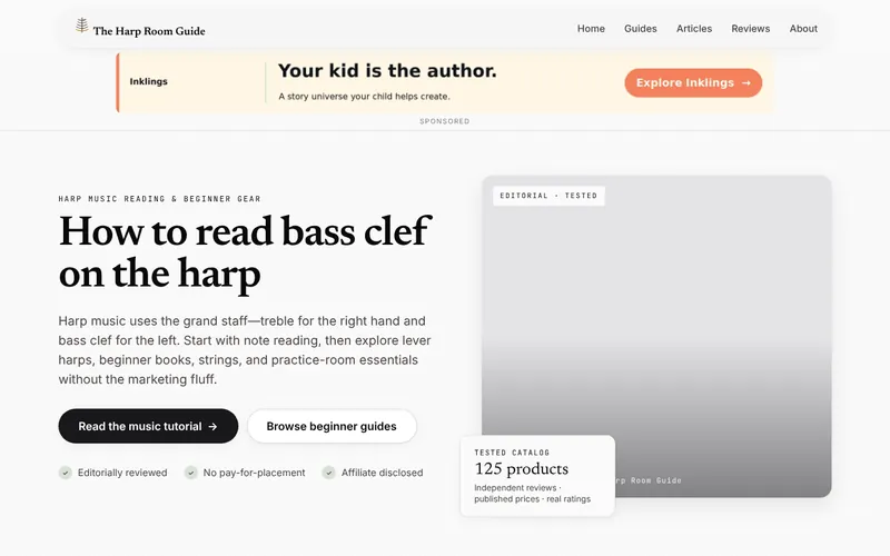Home page of The Harp Room Guide