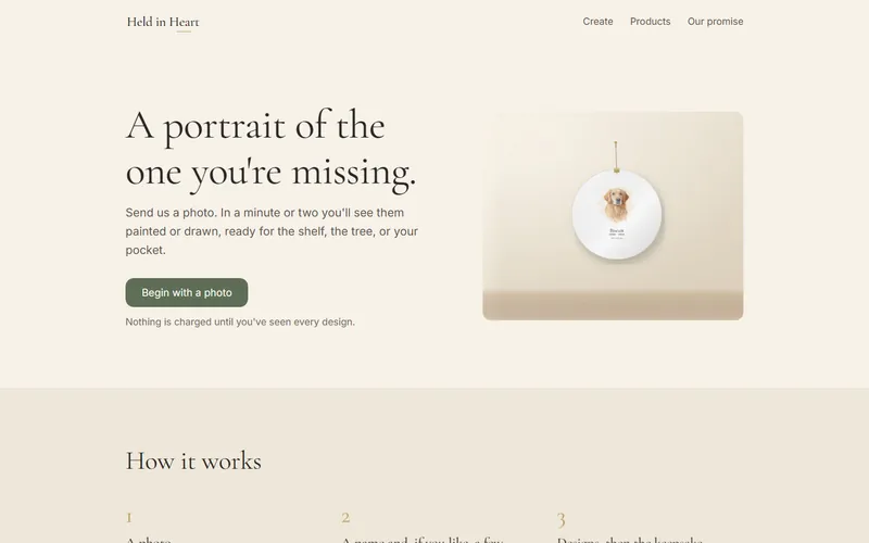 Home page of Held in Heart