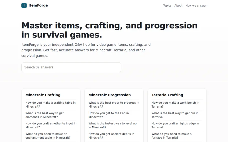 Home page of ItemForge