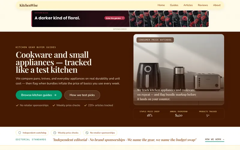 Home page of KitchenWise