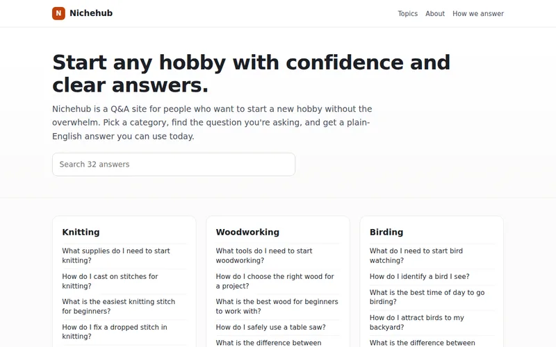 Home page of Nichehub