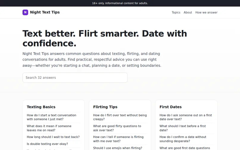 Home page of Night Text Tips