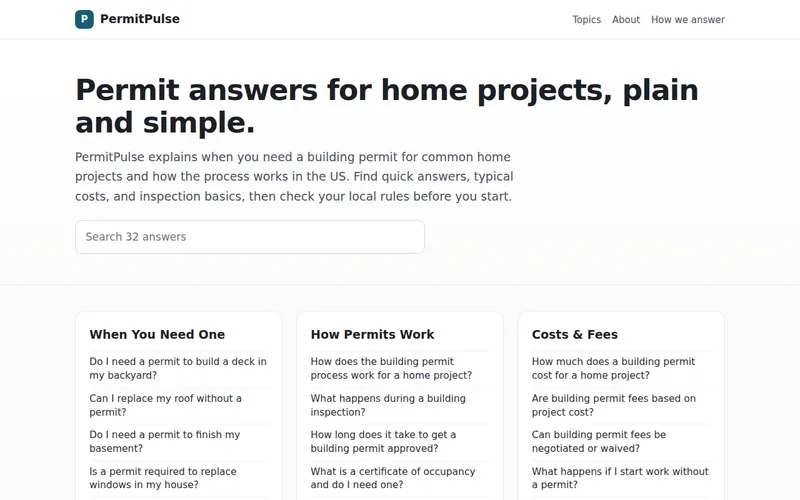 Home page of PermitPulse