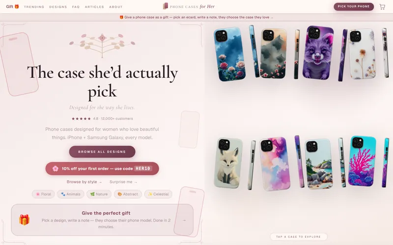 Home page of PhoneCasesForHer