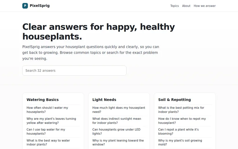 Home page of PixelSprig