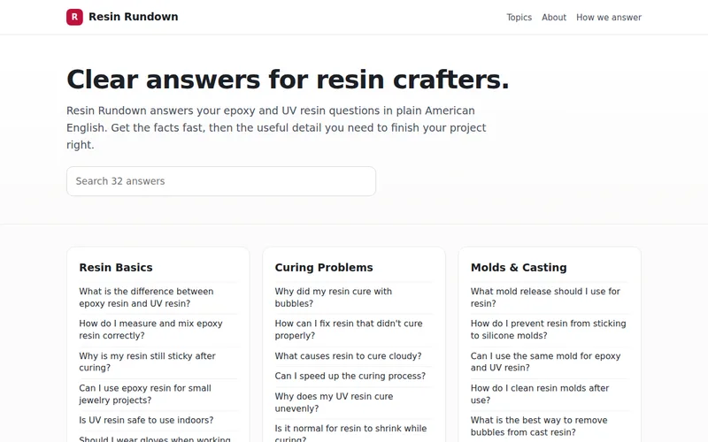 Home page of Resin Rundown