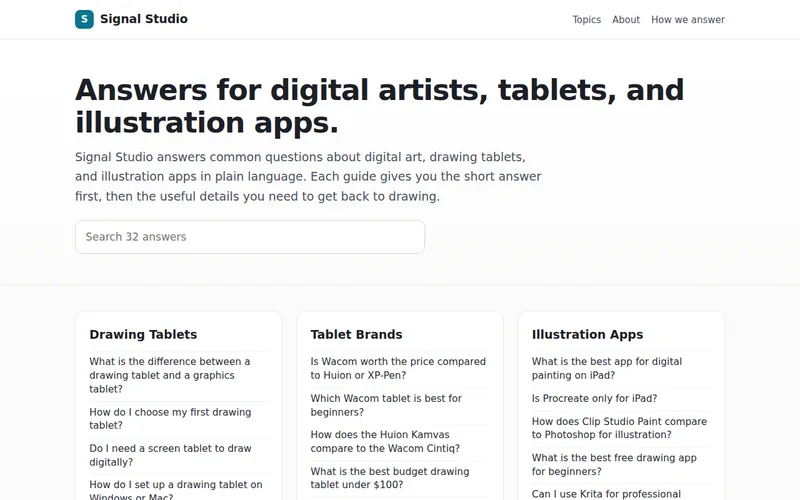 Home page of Signal Studio