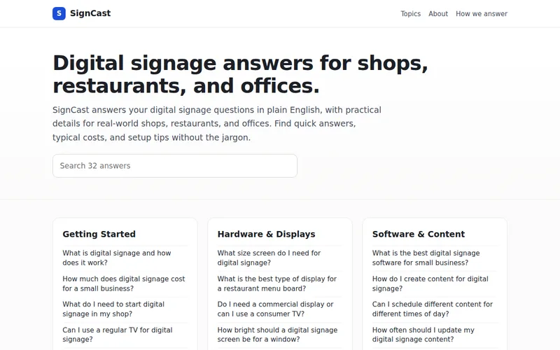 Home page of SignCast
