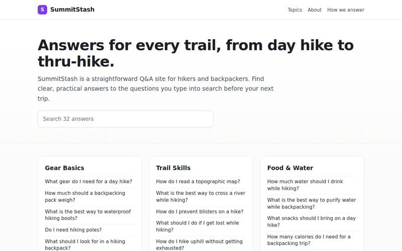 Home page of SummitStash