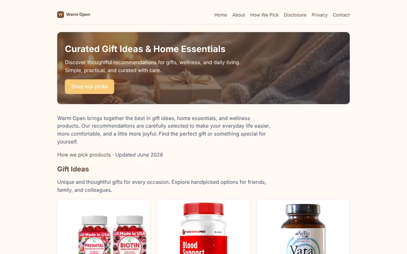 Home page of Warm Open